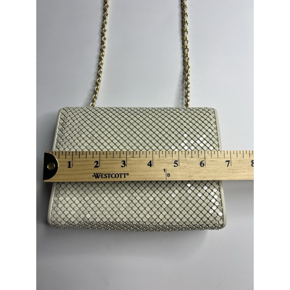 Vintage Whiting & Davis Metal Mesh Ivory Purse‎ Clutch Crossbody Evening Formal - Picture 11 of 13